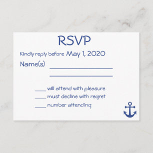 Witte Zeevaart Bruiloft RSVP Kaart Met Anker