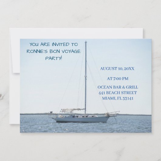 Witte zeilboot en oceaan pensioen boot kaart (Voorkant)