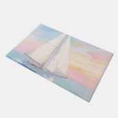 Witte Zeilboot Oceaan Gloed Deurmat (Schuin)