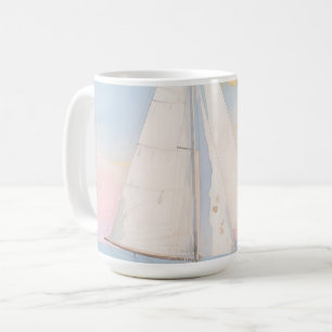 Witte Zeilboot Oceaan Gloed Koffiemok