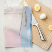 Witte Zeilboot Oceaan Gloed Theedoek (Quarter Fold)