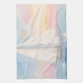 Witte Zeilboot Oceaan Gloed Theedoek (Verticaal)