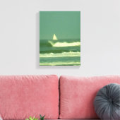 Witte zeilboot op Green Ocean Water Canvas Afdruk (Insitu (Woonkamer))
