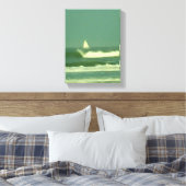 Witte zeilboot op Green Ocean Water Canvas Afdruk (Insitu (Slaapkamer))