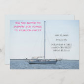 Witte Zeilboot op Ocean Funny Bachelorette Boat Kaart (Voorkant / Achterkant)