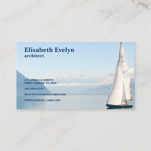 Witte zeilboot op water visitekaartje (Achterkant)