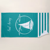 Witte zeilboot silhouet/zeilboot strandlaken (Voorkant)