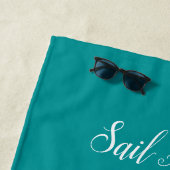 Witte zeilboot silhouet/zeilboot strandlaken (In situ)