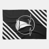 Witte zeilboot/zeemeeuw/zonsondergang silhouet theedoek (Horizontaal)