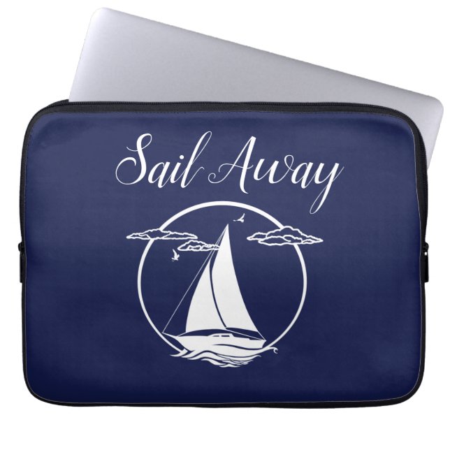 Witte zeilboot/zeilboot/silhouet laptop sleeve (Voorkant)