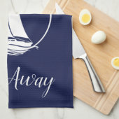 Witte zeilboot/zeilboot weg/silhouet theedoek (Quarter Fold)