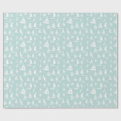 Witte zeilboten op Baby Blue Nautical Boating Cadeaupapier (Vlak)