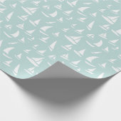 Witte zeilboten op Baby Blue Nautical Boating Cadeaupapier (Hoek)