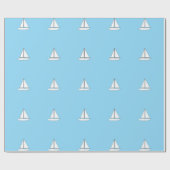 Witte zeilboten op blauwe achtergrond cadeaupapier (Vlak)