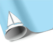 Witte zeilboten op blauwe achtergrond cadeaupapier (Rol Hoek)