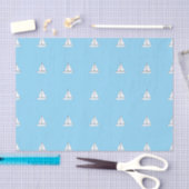 Witte Zeilboten op Blauwe Achtergrond Tissue Tissuepapier (Craft)