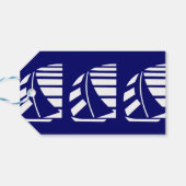 Witte zeilboten op Blue Custom Dank u Label Cadeaulabel (Achterkant Horizontaal)