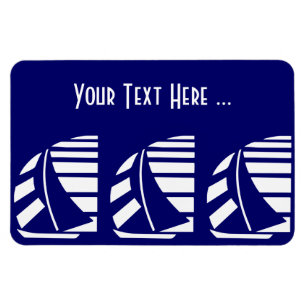 Witte Zeilboten op Blue Deco Custom Flexi Magnet Magneet