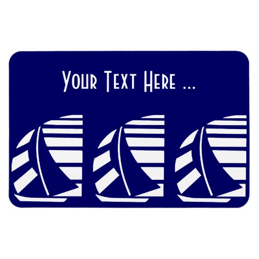 Witte Zeilboten op Blue Deco Custom Flexi Magnet Magneet (Horizontaal)