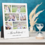 Witte zes fotocollage familienaam calligrafie fotoplaat<br><div class="desc">Fotoplaatje met 6 foto's in een rasterlay-out. U kunt ook uw familienaam toevoegen in een stijlvol kalligrafisch lettertype en het jaar van oprichting. Ideaal voor huwelijkscadeaus,  gezinsbezittingen,  enz.</div>
