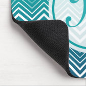 Witte zigzag Chevron en blauwe groene achtergrond Muismat (Hoek)