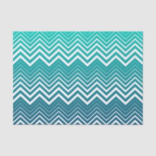 Witte zigzag Chevron en blauwe groene achtergrond Tissuepapier