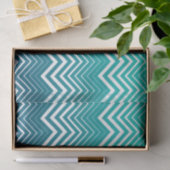Witte zigzag Chevron en blauwe groene achtergrond Tissuepapier (Geschenk)
