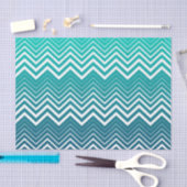 Witte zigzag Chevron en blauwe groene achtergrond Tissuepapier (Craft)