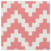 Witte zigzag Ikat & aangepaste koraal achtergrond Stof (Close Up)