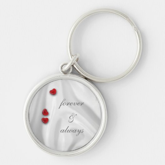 Witte Zijde en Hearts bruiloft Sleutelhanger (Voorkant)