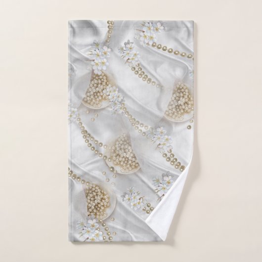 Witte Zijde en Ivory Champaign Pearls Bad Handdoek (Handdoek)