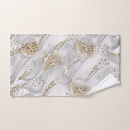 Witte Zijde en Ivory Champaign Pearls Bad Handdoek (Handdoek)