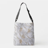 Witte Zijde en Ivory Champaign Pearls Crossbody Tas (Achterkant)