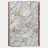 Witte Zijde en Ivory Champaign Pearls Deken (Voorkant Verticaal)