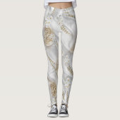Witte Zijde en Ivory Champaign Pearls Leggings (Voorkant)