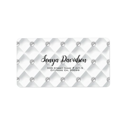 Witte zijde met kralen etiket (Voorkant)