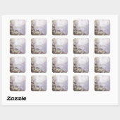 Witte Zijden Bloemige Dank Je Vierkante Sticker (Vel)