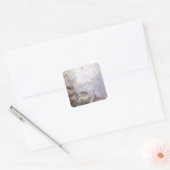 Witte Zijden Bloemige Dank Je Vierkante Sticker (Envelop)