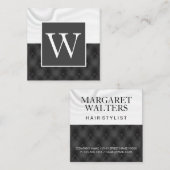 Witte zijden draperie | zwarte bekleding vierkante visitekaartje (Voorkant / Achterkant)