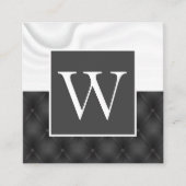 Witte Zijden Draperie | Zwarte Bekleding Vierkante Visitekaartje (Voorkant)
