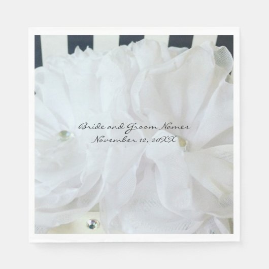 Witte zijderupsen met gestreept achtergrond servetten (Voorkant)