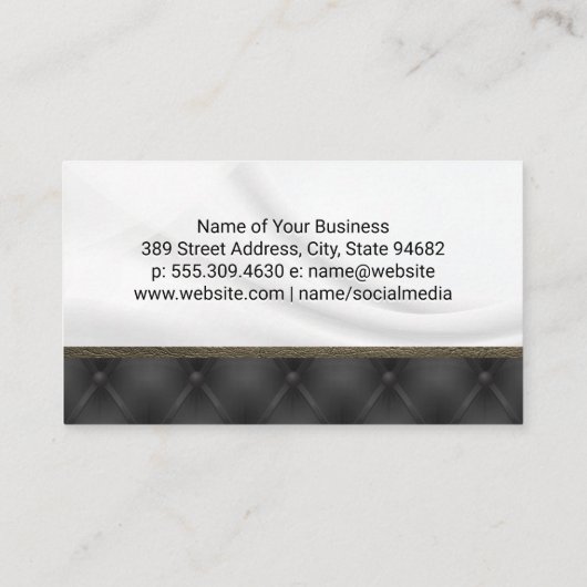 Witte Zijderzijde zwart opgevuld materiaal Visitekaartje (Achterkant)