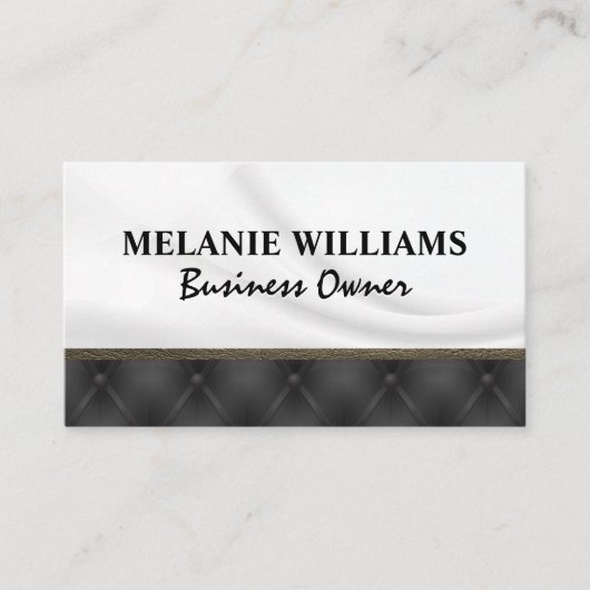 Witte Zijderzijde zwart opgevuld materiaal Visitekaartje (Voorkant)