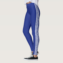 Witte zijstreep blauwe sportleggings kies kleur