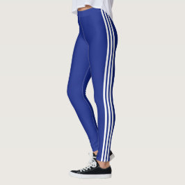 Witte zijstreep blauwe sportleggings kies kleur leggings