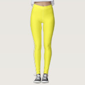 Witte zijstreep Gele Leggings - Aangepaste kleuren (Voorkant)