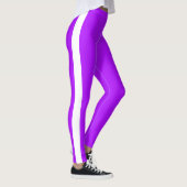 Witte zijstreep Paarse Leggings - aangepaste kleur (Rechts)