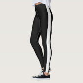Witte zijstreep Zwarte Leggings Kies uw kleur (Links)