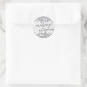 Witte zilver en grijze Stippen Ronde Sticker (Tas)