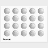 Witte Zilver Folie Chic Script Prettig Kerstmis Ronde Sticker (Vel)